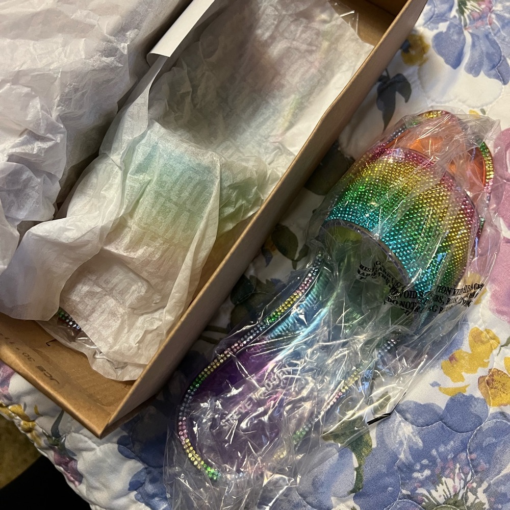 Rainbow Rhinestone Slide Sandals - Picture 10 of 10